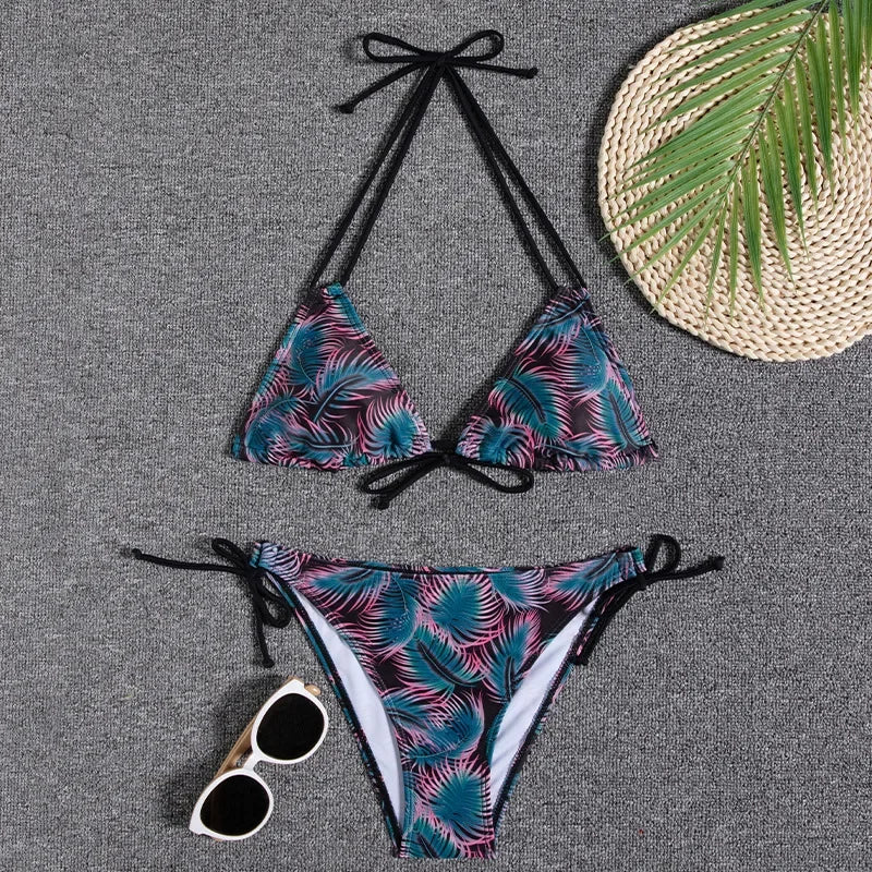 2022 New Swimwear Woman Sexy Push Up Bikini Set Swimsuit Women Print Floral Beachwear Biquini Two Piece Bathing Suit