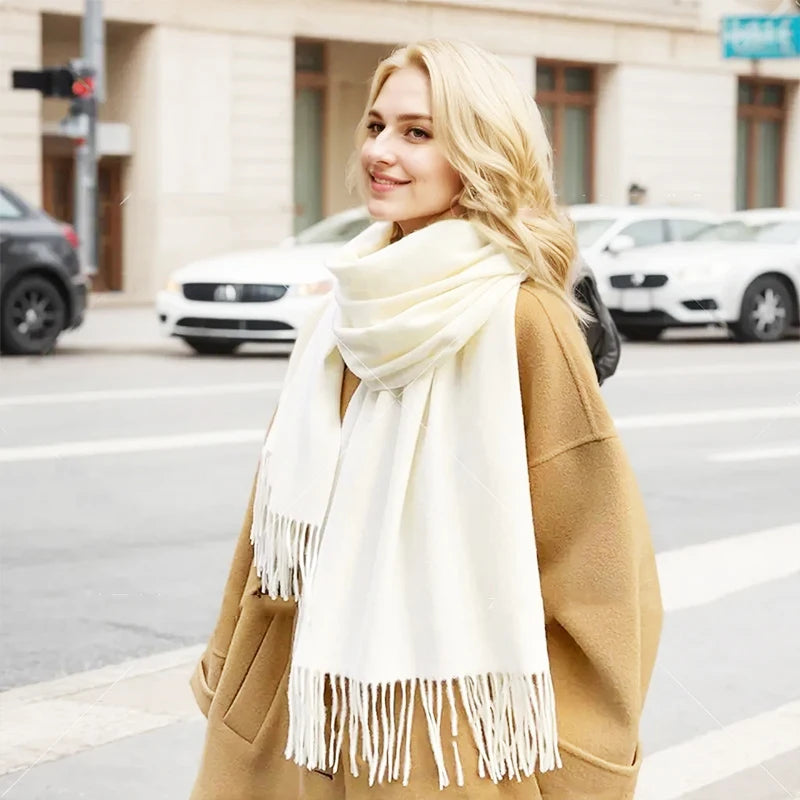 Women's Winter Scarves Cashmere Scarf Women Black Ladies Winter Wool Scarf Warm XWJ07