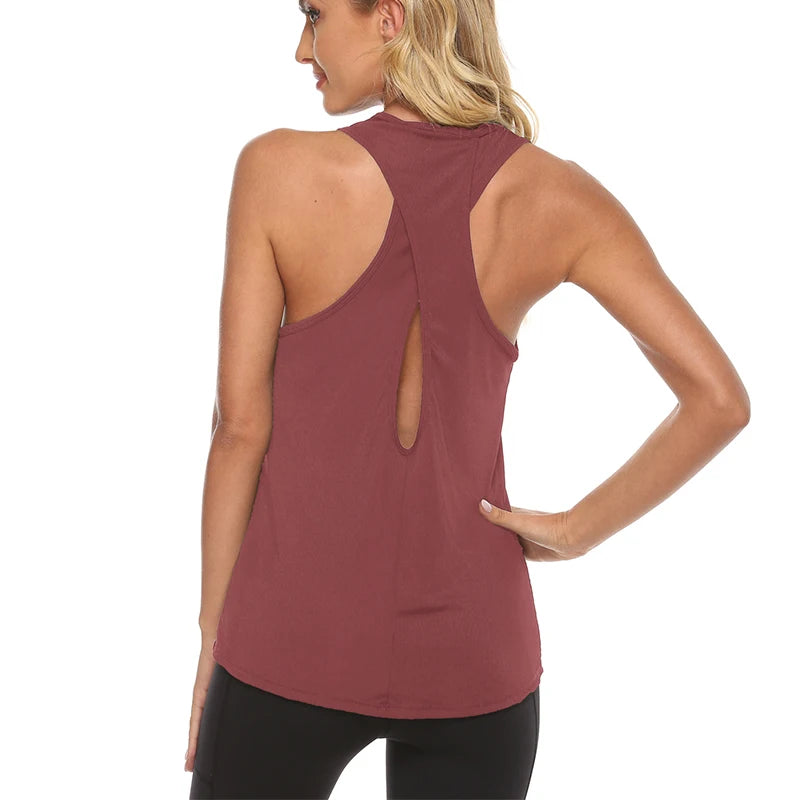Open Back Yoga Tank Top — Sleeveless Stretch Fitness Vest