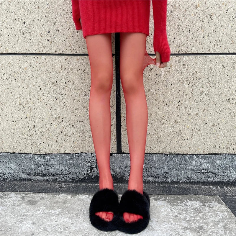 Chinese Red Pantyhose Female New Year Tights Women Stockings Slim Lingerie Anti-hook Silk Velvet Festival Wedding Bride Leggings