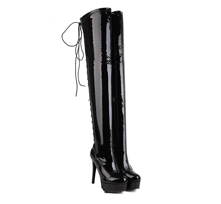 Boots Over The Knee Boots Women's Hollow Design High Heel Boots  Platform Shoes High Heels Cool Boots Sexy Night club Shoes