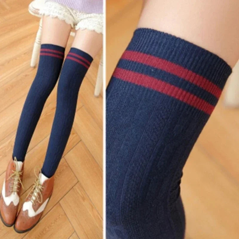 Knit Cotton Thigh High Stockings — Warm Over-Knee Socks for Women
