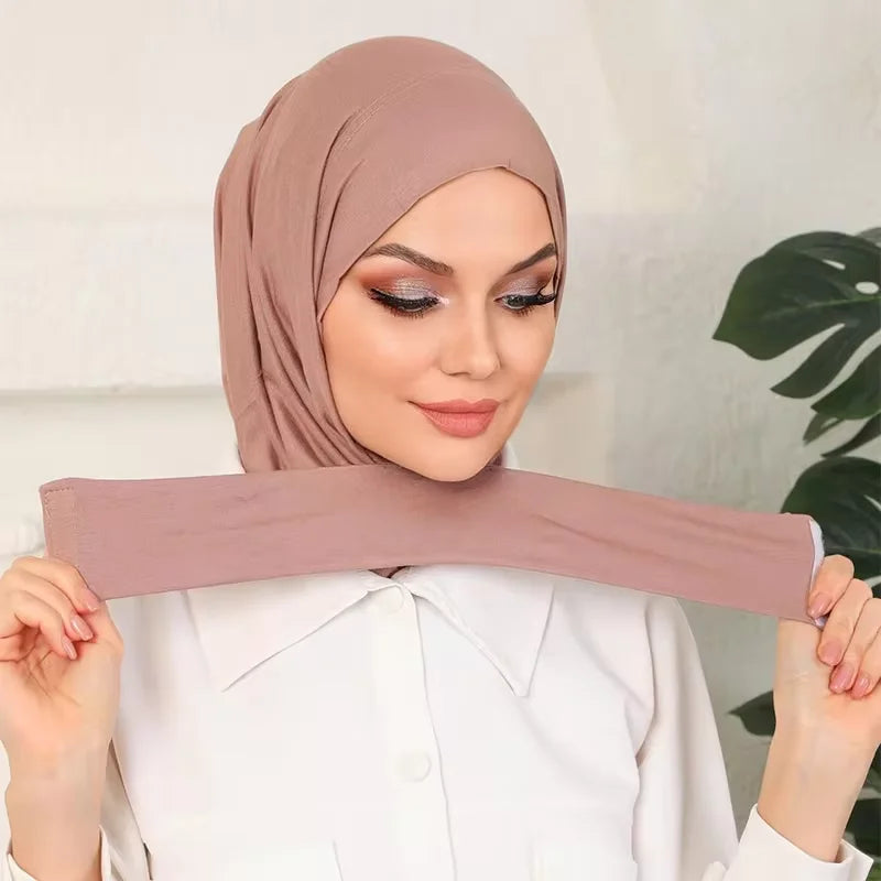 Ready To Go wear Instant Hijab for Ladies Girls Women With Tie Back Buttons Premium Quality Jersey Scarf