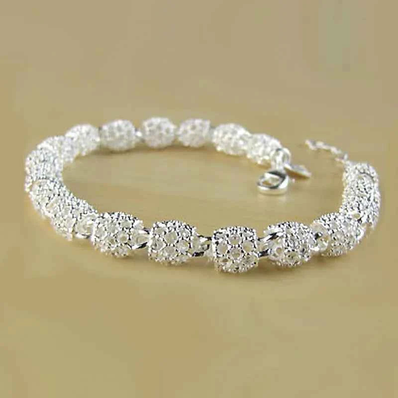 925 Sterling Silver Bracelet Zirconia Geometric Chain Linked For Women Charm Bangle Fashion Lucky Jewelry Gift Christmas