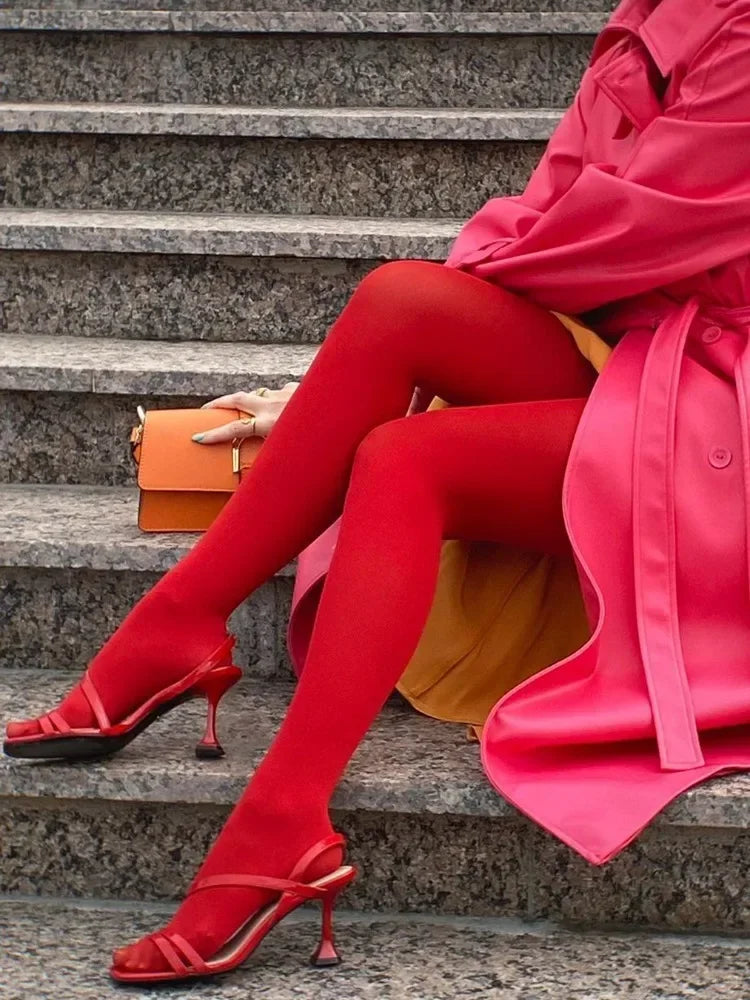 Chinese Red Pantyhose Female New Year Tights Women Stockings Slim Lingerie Anti-hook Silk Velvet Festival Wedding Bride Leggings