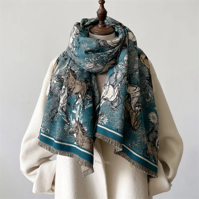 Luxury Winter Cashmere Scarf Women 2024 Design Warm Pashmina Blanket Poncho Scarves Female Shawl Wraps Thick Foulard Bufanda