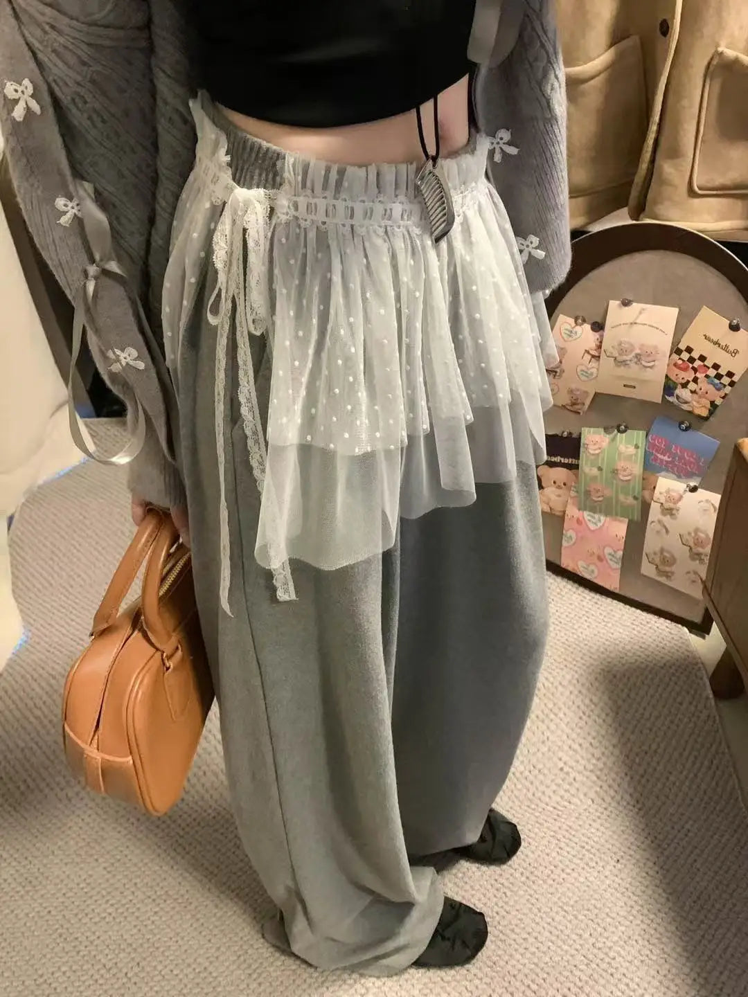 Hollow Out Irregular Lace Skirts Chic Lace-up Design Stacked Layered Feeling Mesh Apron Vintage Women Y2k White Jacquard