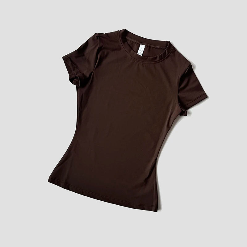 Seamless Short Sleeve Yoga Top — Gym & Running T-Shirt