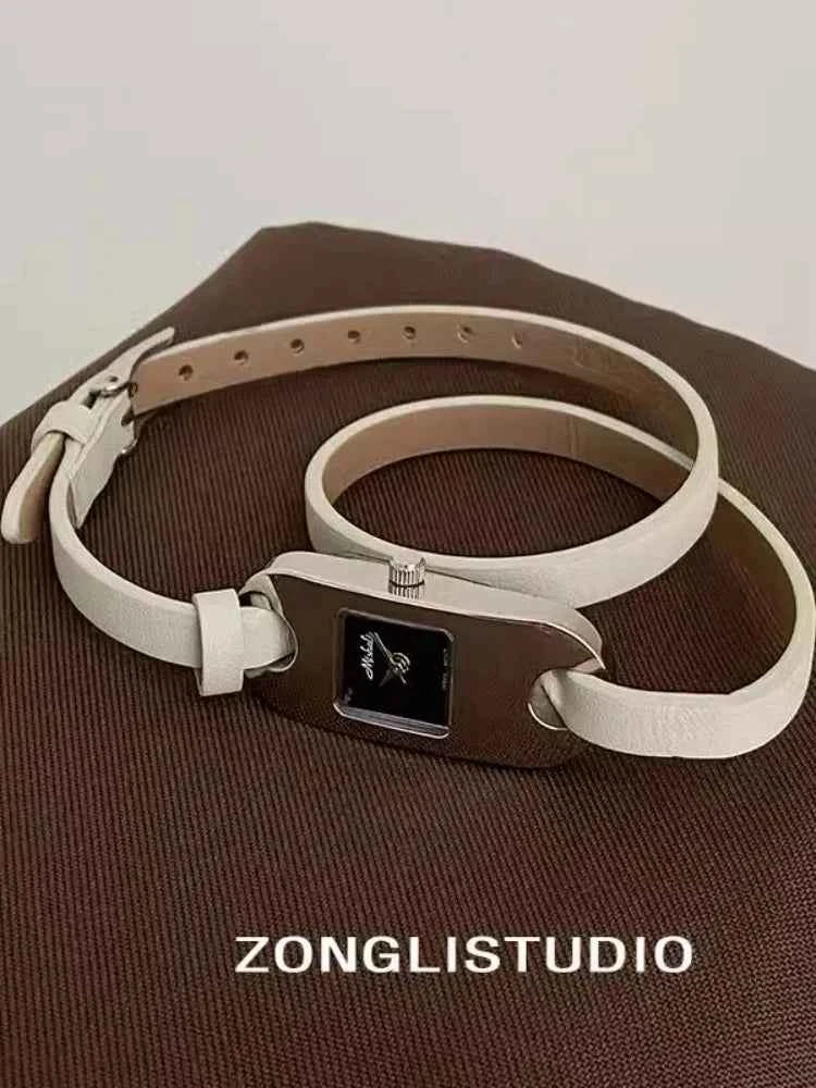 Watches for women twine long strap Watch women vintage leather thin strap waterproof quartz luxury women's watch reloj mujer