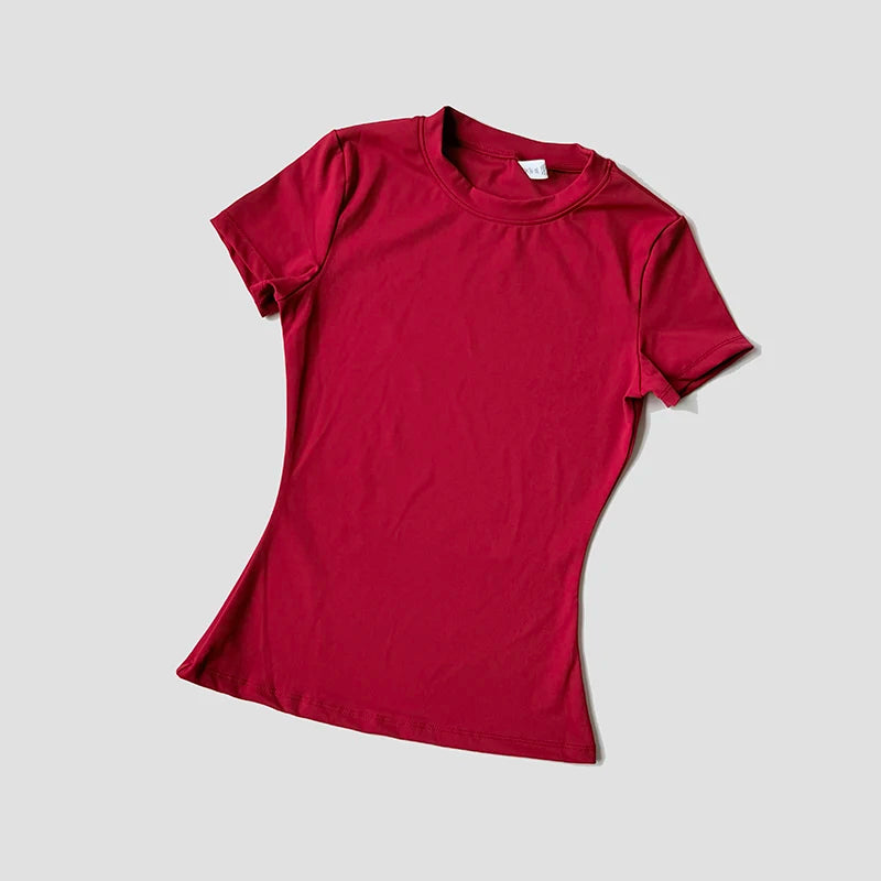 Seamless Short Sleeve Yoga Top — Gym & Running T-Shirt