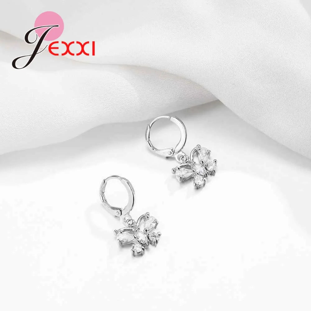 925 Sterling Silver Crystal Bowknot Jewelry Set