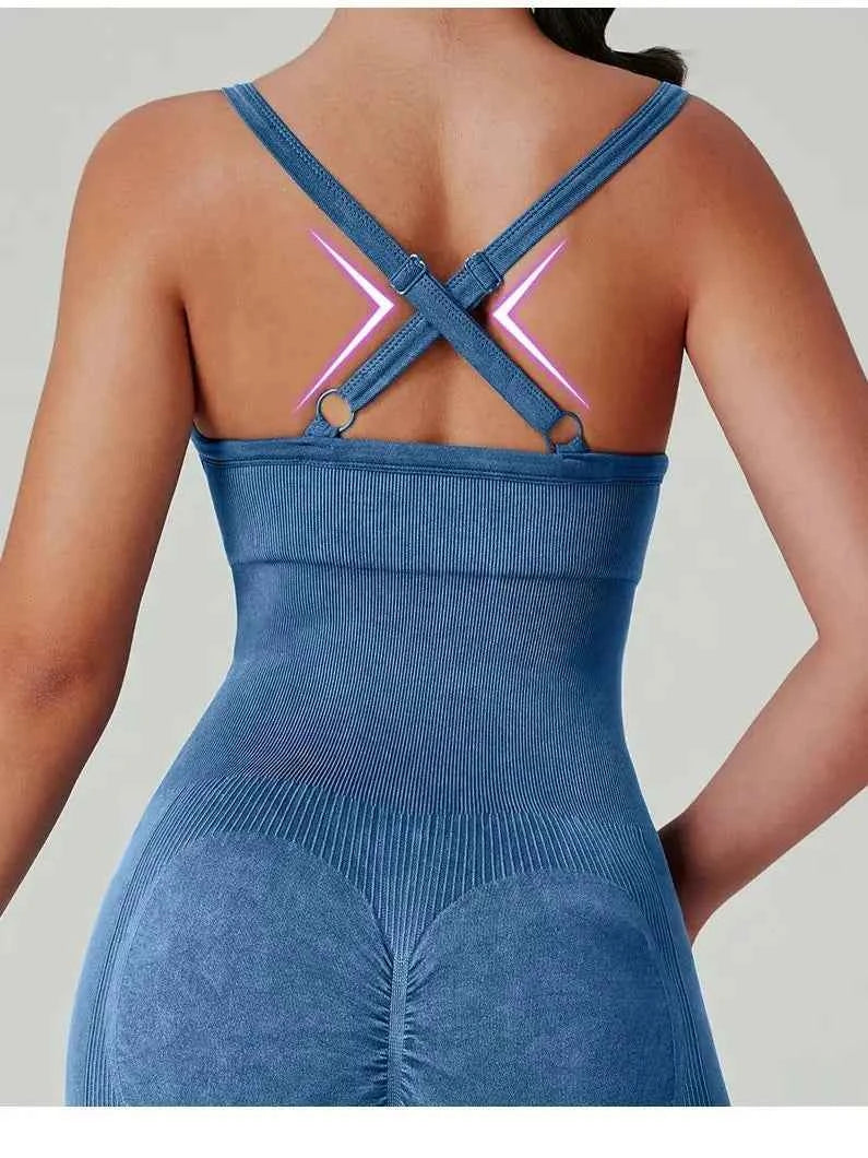 Seamless Yoga Bodysuit — High Waist 4-Way Stretch Jumpsuit