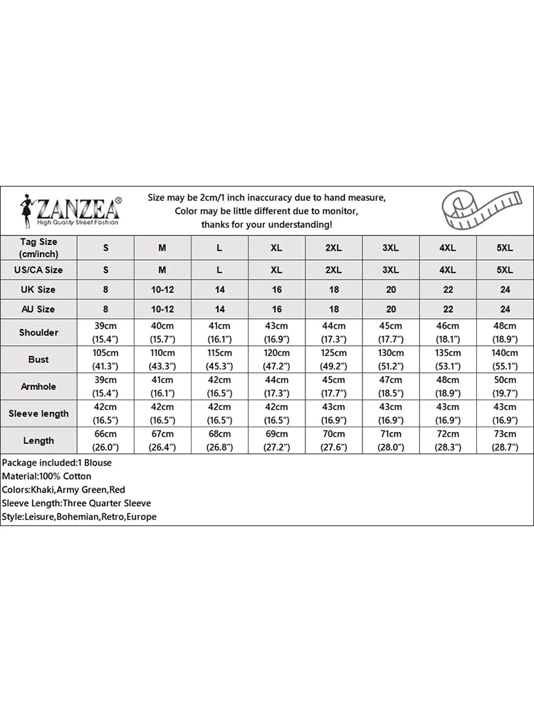 ZANZEA Woman Loose Asymmetrical Hem Blouses 2025 Autumn 3/4 Sleeve O-Neck High-Low Cotton Blusas Mujer Everyday Casual Tops