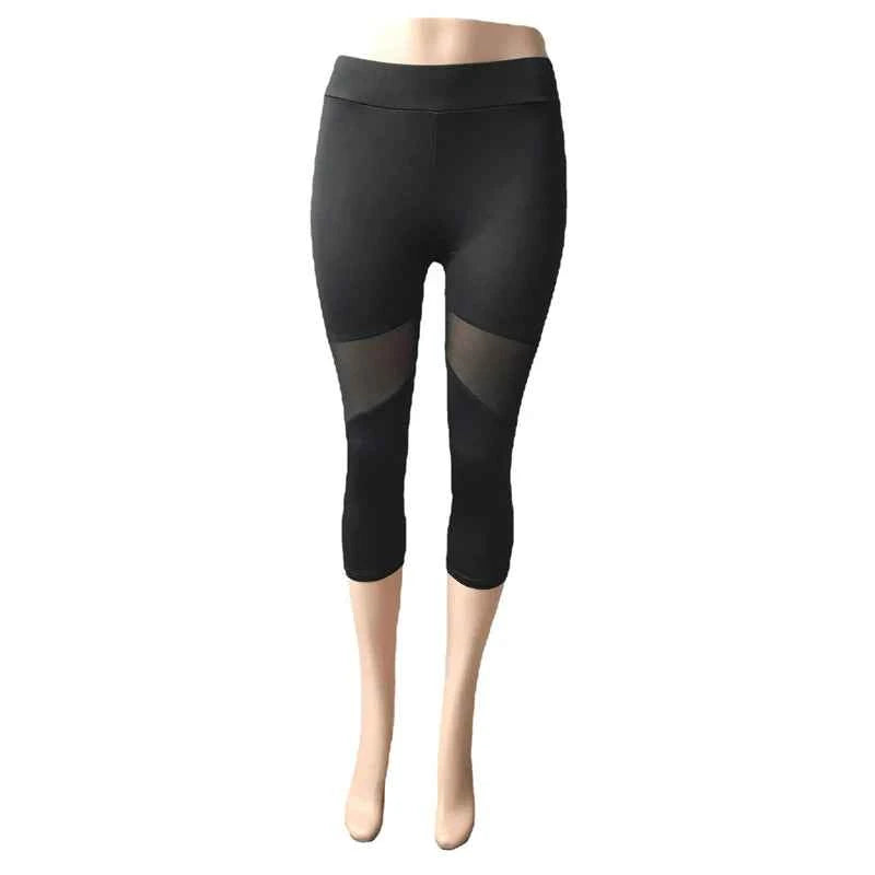 2024 New Mesh Patchwork Leggings Women's Black Jeggings Legins Women Leggins Female Elastic Pant Capri Women Fitness Leggings