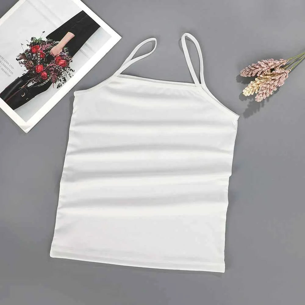 Summer Sexy Sling Camisoles Black White Tank Top Women Crop Tops Sleeveless T-Shirt Sport Vest Simple Solid Color Thin Camisole