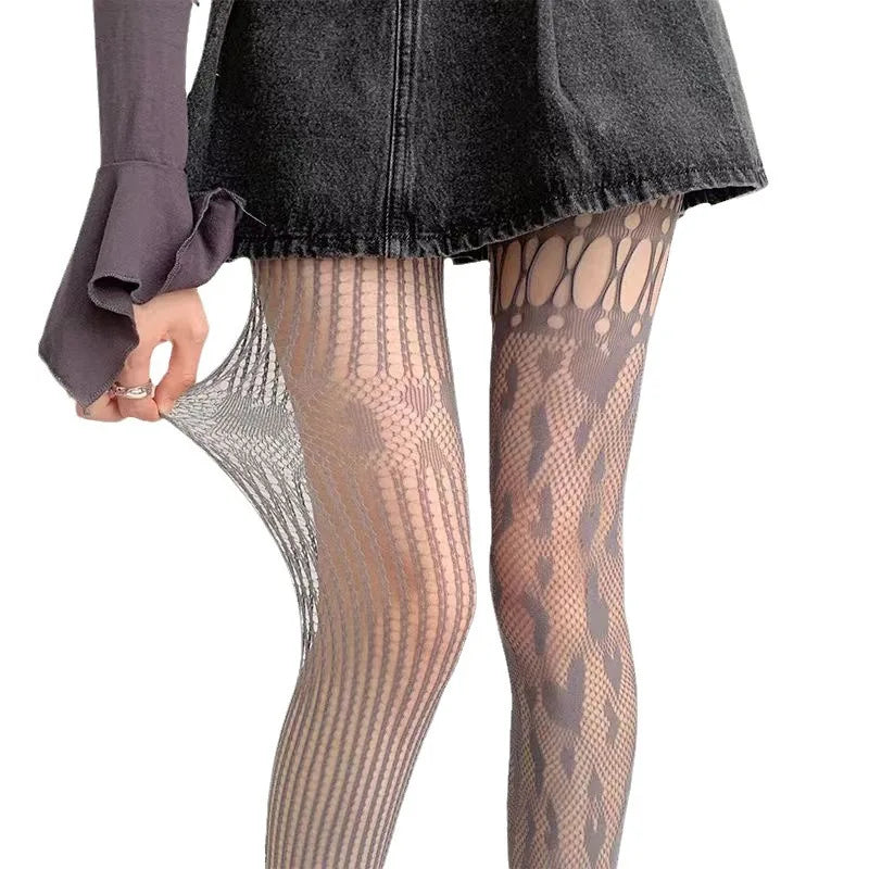Pantyhose Women Heart Hollow Out Lace Mesh Fishnet Stockings Women Tights Lingerie Sexy Slim Y2k Body Stockings Pantyhose Tights