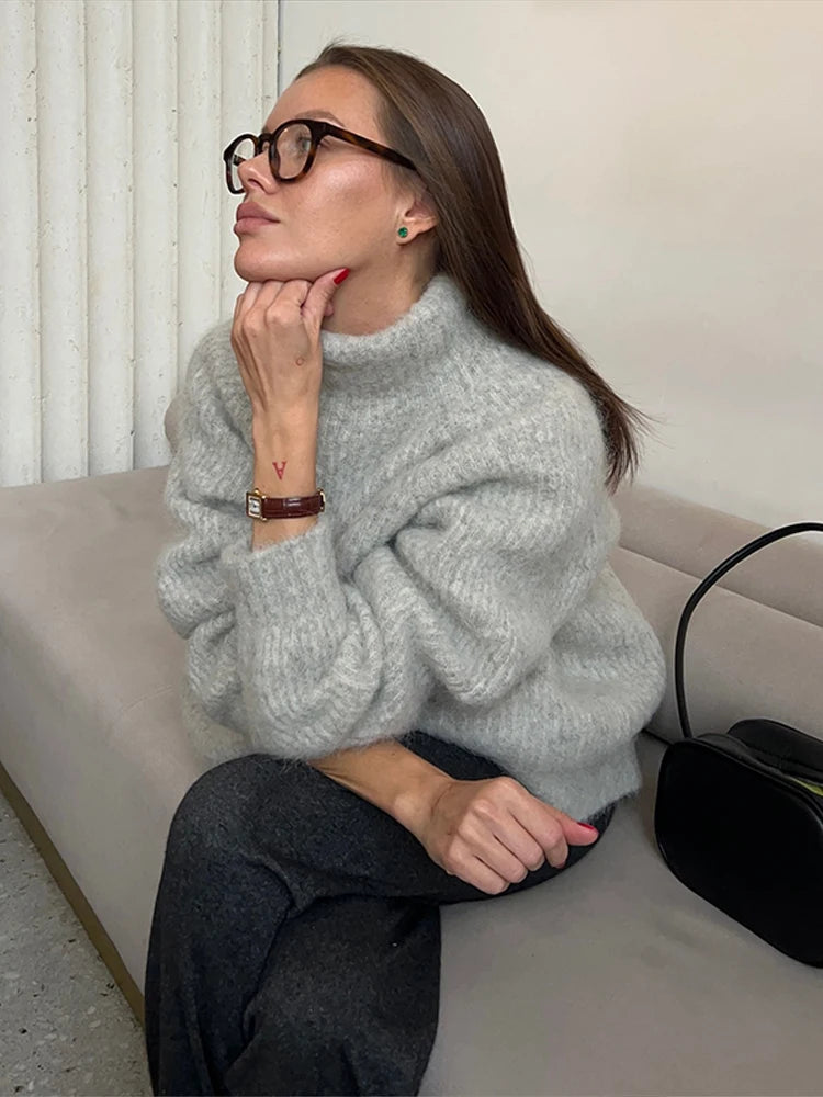 Women's Sweater Knitwear Blouse Turtleneck Knit Tops Soft Pullover Loose Hot Sweaters Pulls Femmes Woman Clothes New Outerwear