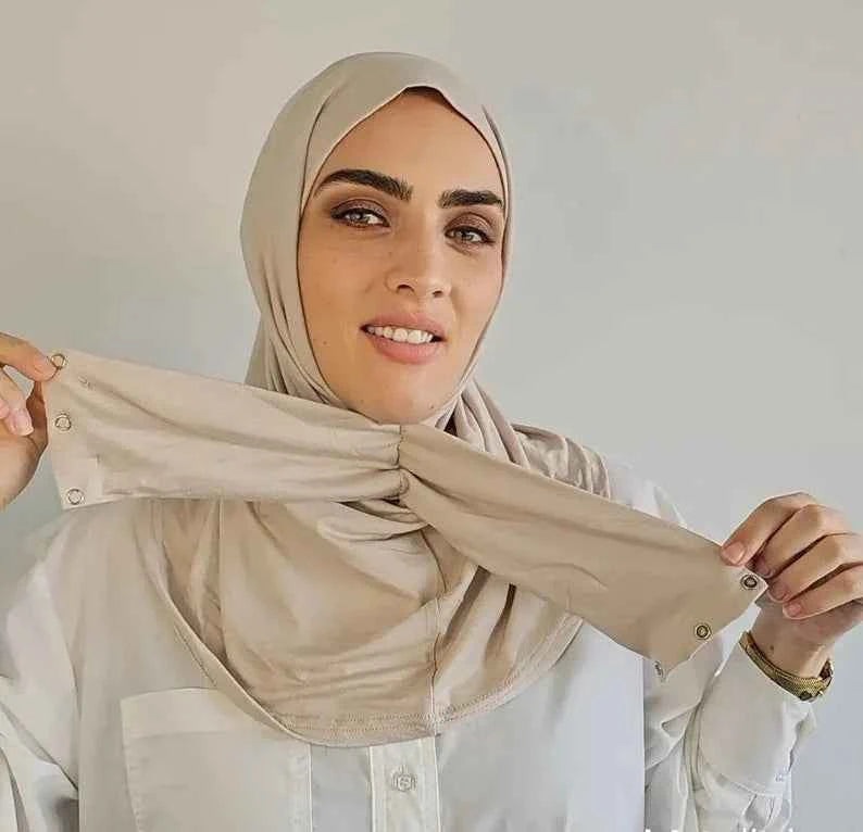 Ready To Go wear Instant Hijab for Ladies Girls Women With Tie Back Buttons Premium Quality Jersey Scarf
