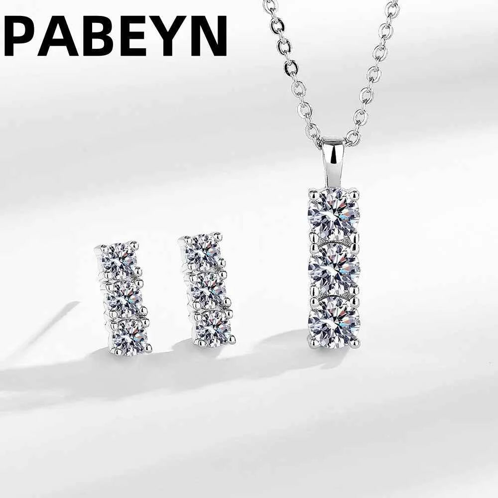 925 Sterling Silver Jewelry Set With Diamond Necklace And Earrings, Wedding Dress Versatile Jewelry Set Inlaid With AAAAA Zircon