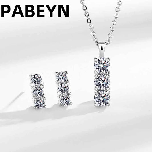 925 Sterling Silver Jewelry Set With Diamond Necklace And Earrings, Wedding Dress Versatile Jewelry Set Inlaid With AAAAA Zircon