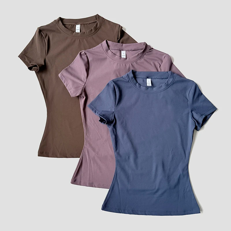 Seamless Short Sleeve Yoga Top — Gym & Running T-Shirt