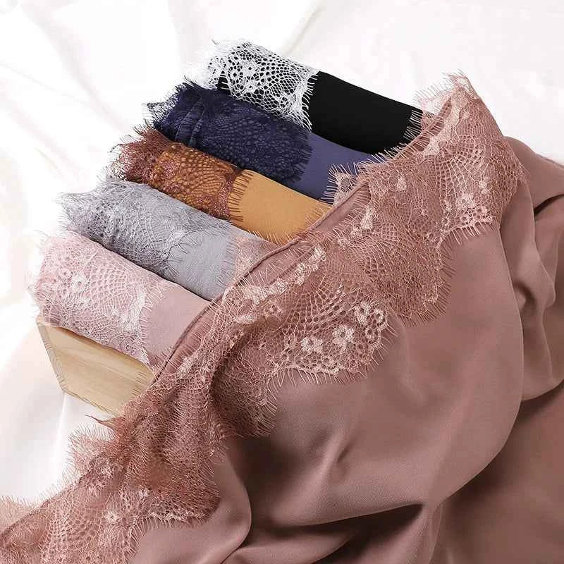 Muslim Soft Lace Hijab lslamic Plain Scarf Premium Chiffon Scarf Shawl Turban Headwraps Headband Foulard Wedding Style
