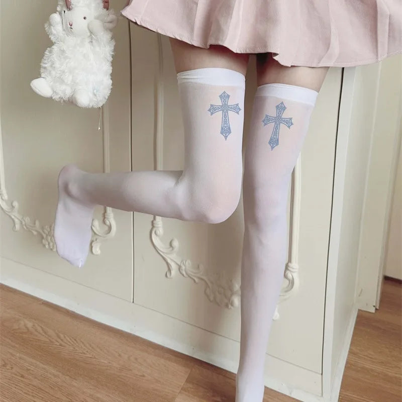 Kawaii Silk Velvet Thigh High Socks — Lolita Japanese Style Stockings