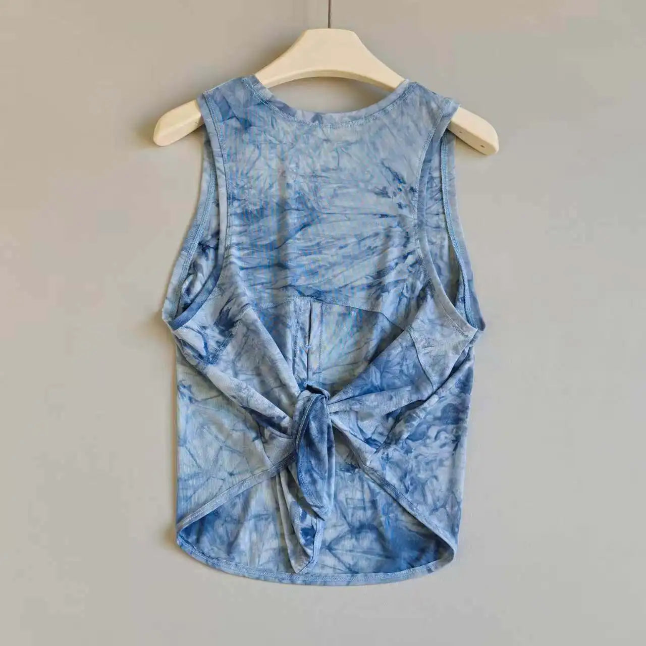 Tie-Dye Mesh Sleeveless Yoga Top — Breathable Running T-Shirt