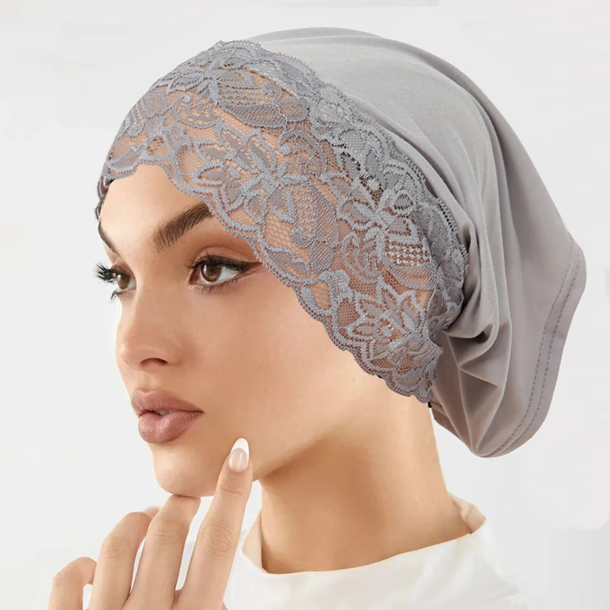 2025 New Inner Hijab Undercap With Lace Muslim Turban Islam Underscarf Hijab Bonnet Soft Stretch HIjabs Tube Cap Turbante