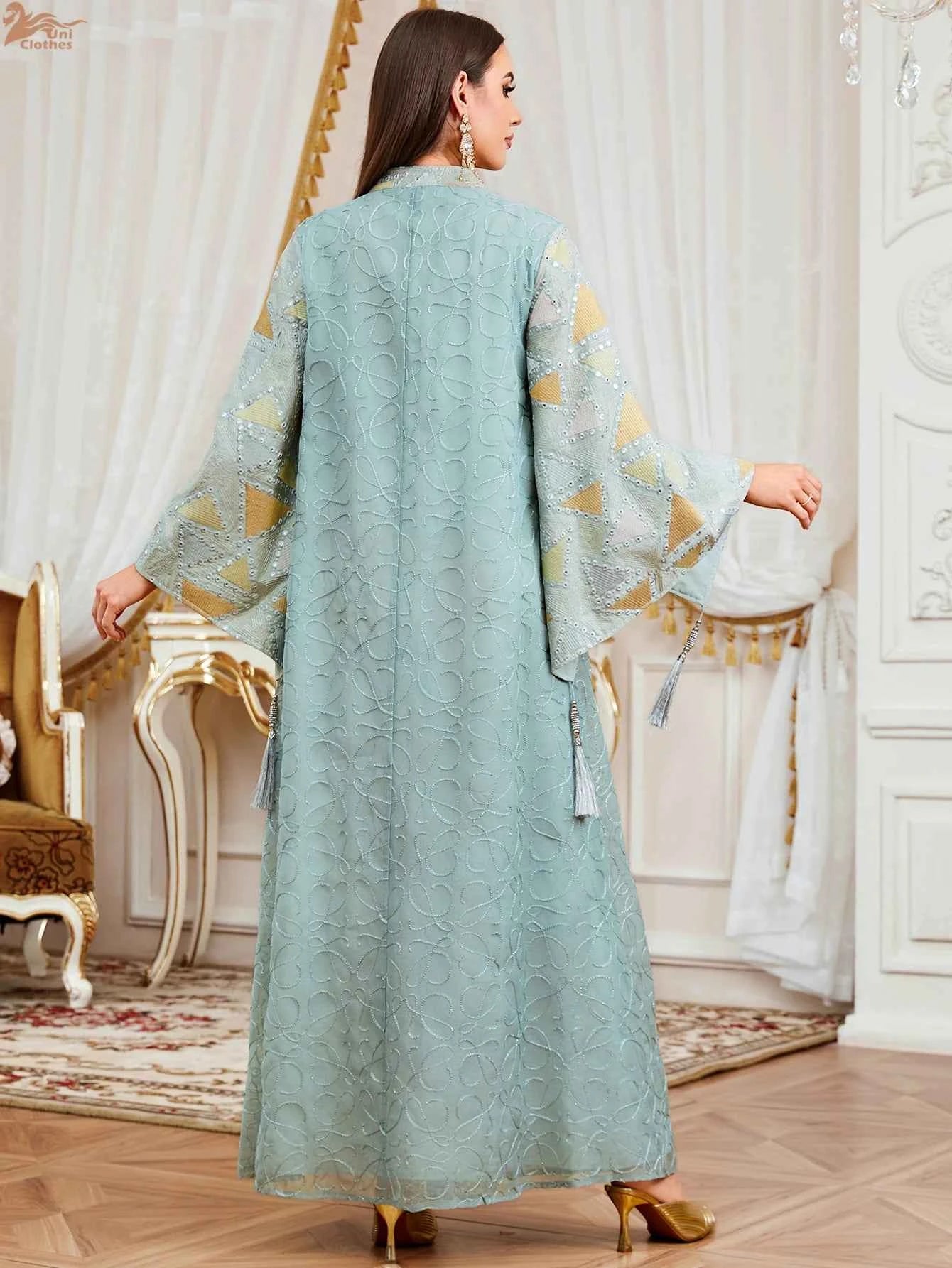 Dubai Abaya Luxury Tassel Embroidery Abayas Women Muslim Dress Eid Ramadan Islam Jalabiya Turkey Kaftan Kebaya Caftan Femme Robe
