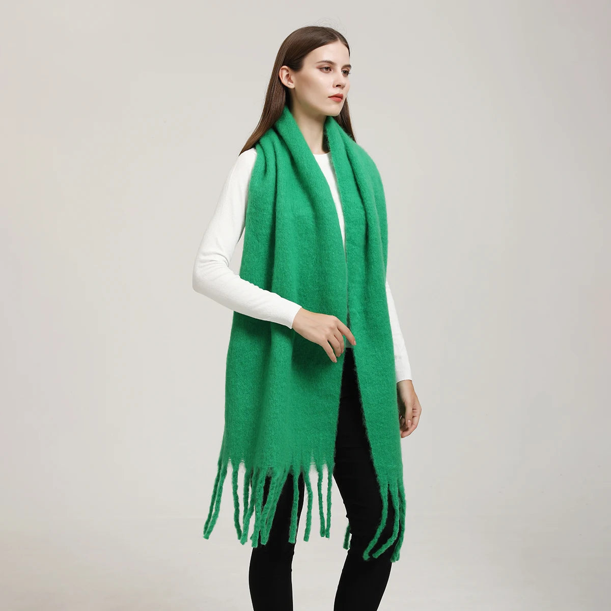 Winter Scarf for Women Cashmere Warm Solid Pashmina Blanket Wraps Female Thick Soft Tassel Shawl Long Poncho Echarpe 245*40cm