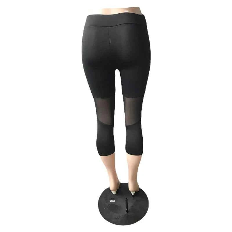 2024 New Mesh Patchwork Leggings Women's Black Jeggings Legins Women Leggins Female Elastic Pant Capri Women Fitness Leggings