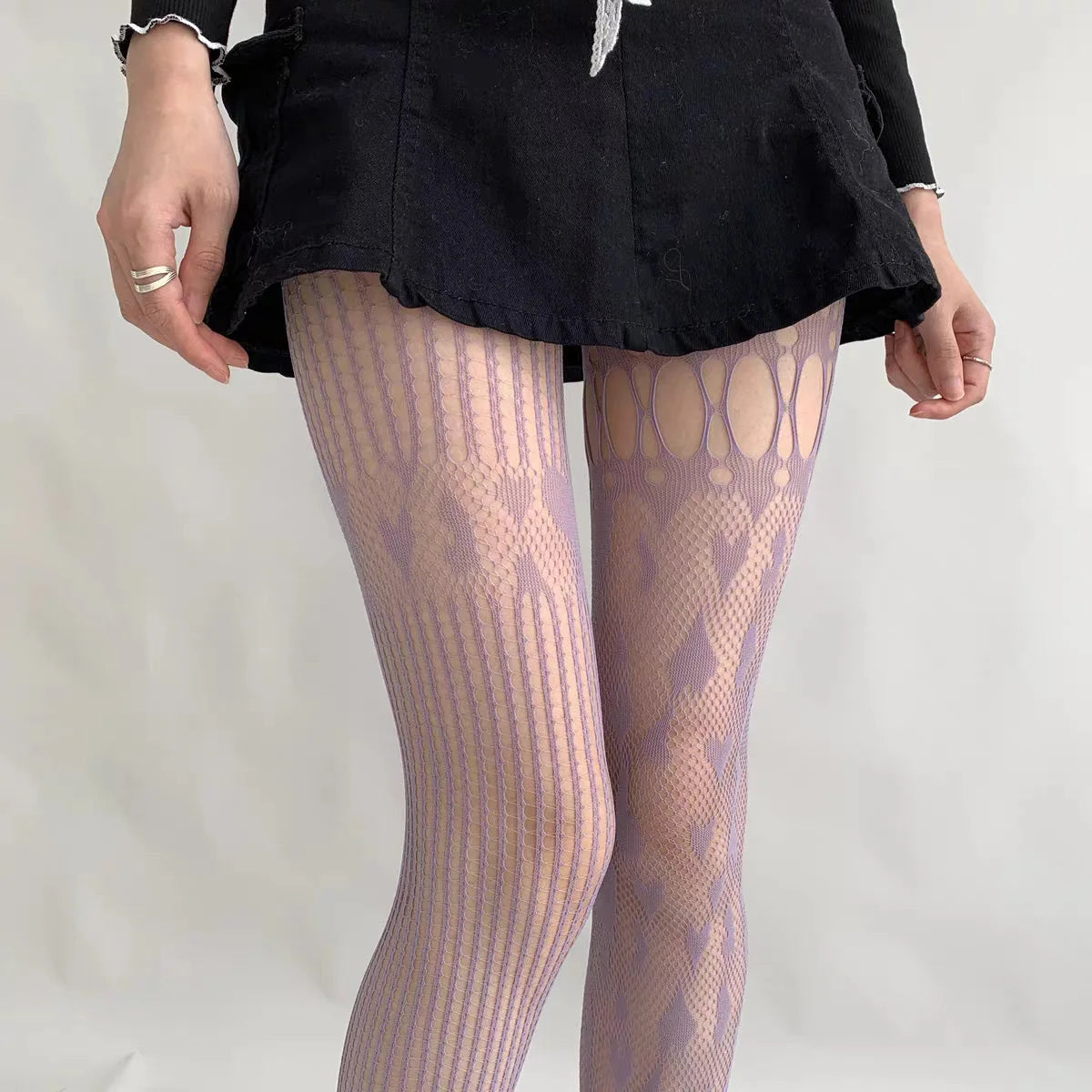 Pantyhose Women Heart Hollow Out Lace Mesh Fishnet Stockings Women Tights Lingerie Sexy Slim Y2k Body Stockings Pantyhose Tights