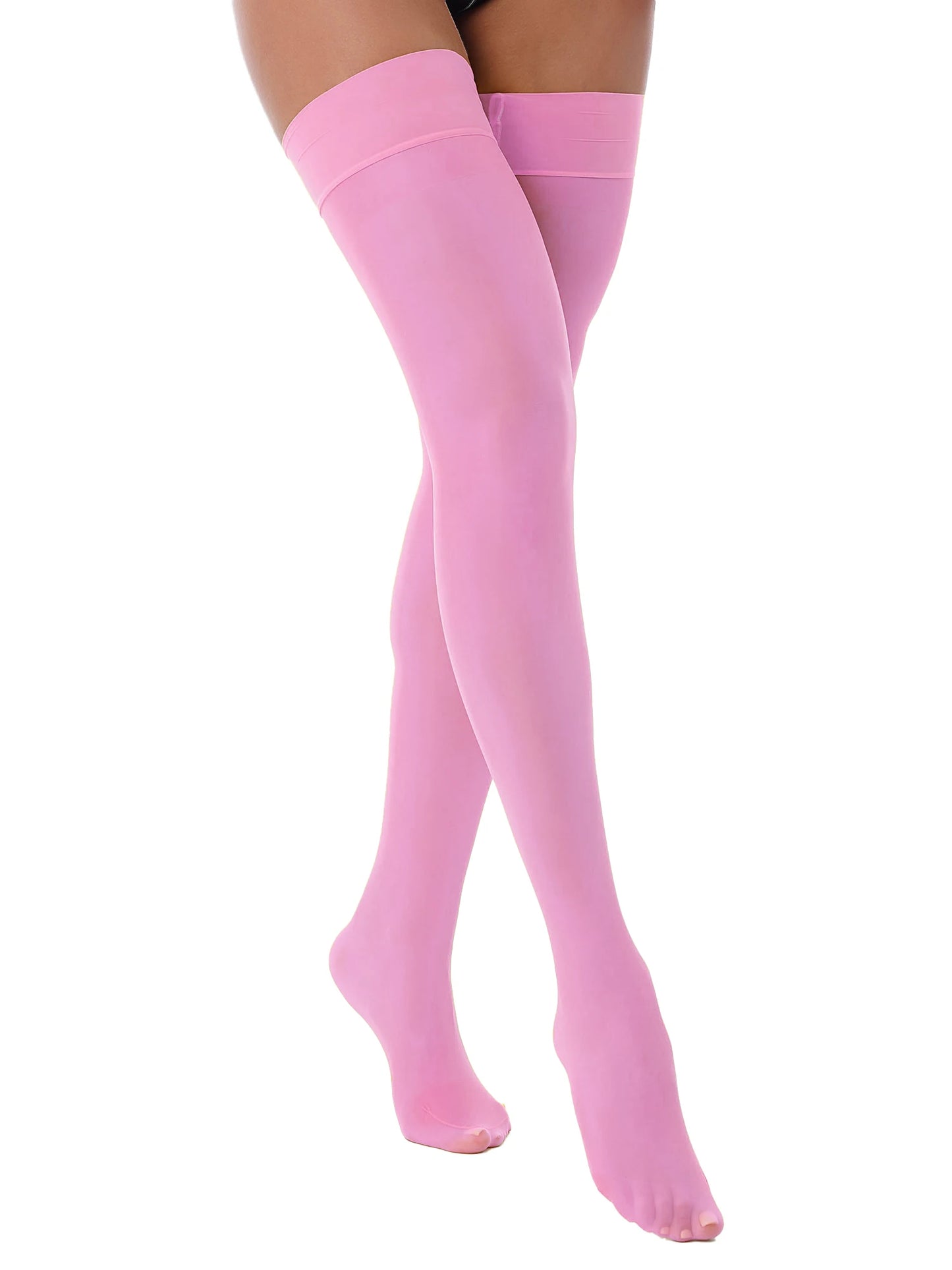 Glossy Sheer Thigh-High Stockings — Stretchy Over-Knee Hosiery