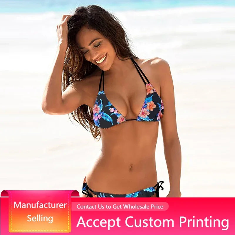 2022 New Swimwear Woman Sexy Push Up Bikini Set Swimsuit Women Print Floral Beachwear Biquini Two Piece Bathing Suit