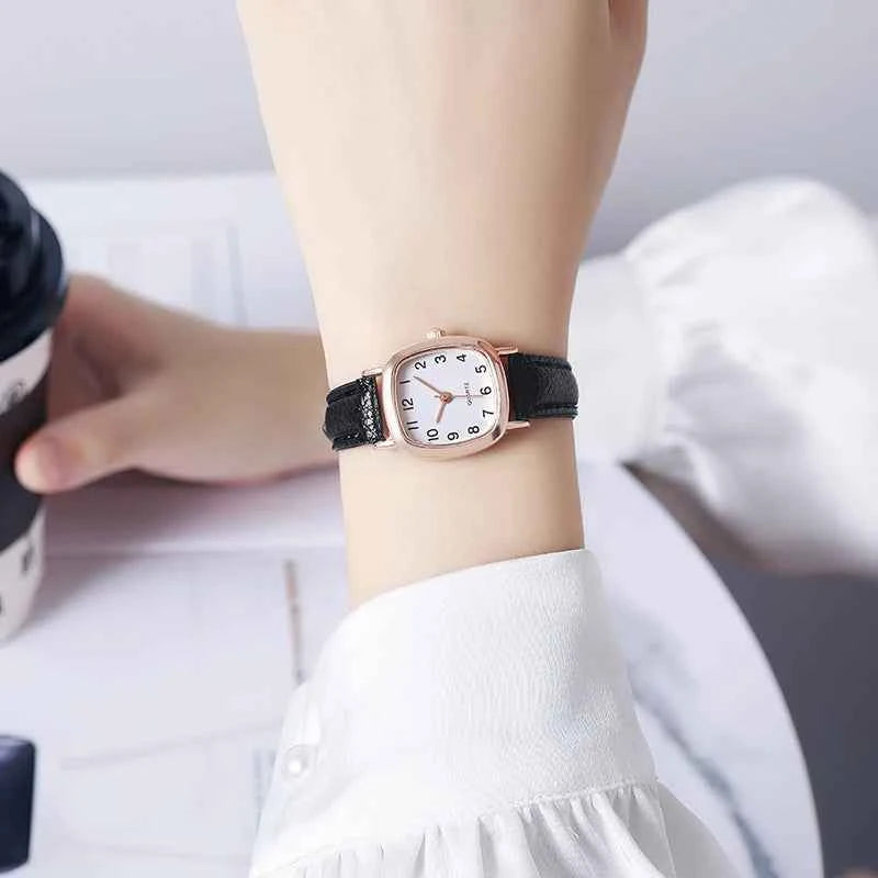 Women's Watch Fashion Small Arabic Quartz Watches Leather Band Wristwatches