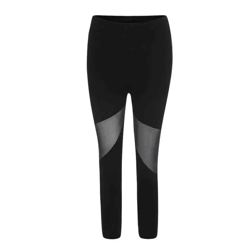 Black Patchwork Mesh Leggings Women's Elastic Pant Capri Women Fitness Leggings