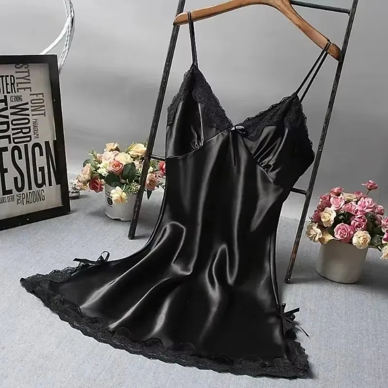 Lace Patchwork Nightgown — Sexy Lingerie Nightdress & Sleepwear