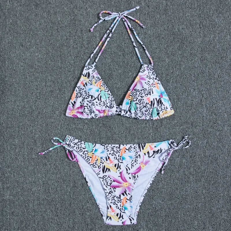2022 New Swimwear Woman Sexy Push Up Bikini Set Swimsuit Women Print Floral Beachwear Biquini Two Piece Bathing Suit