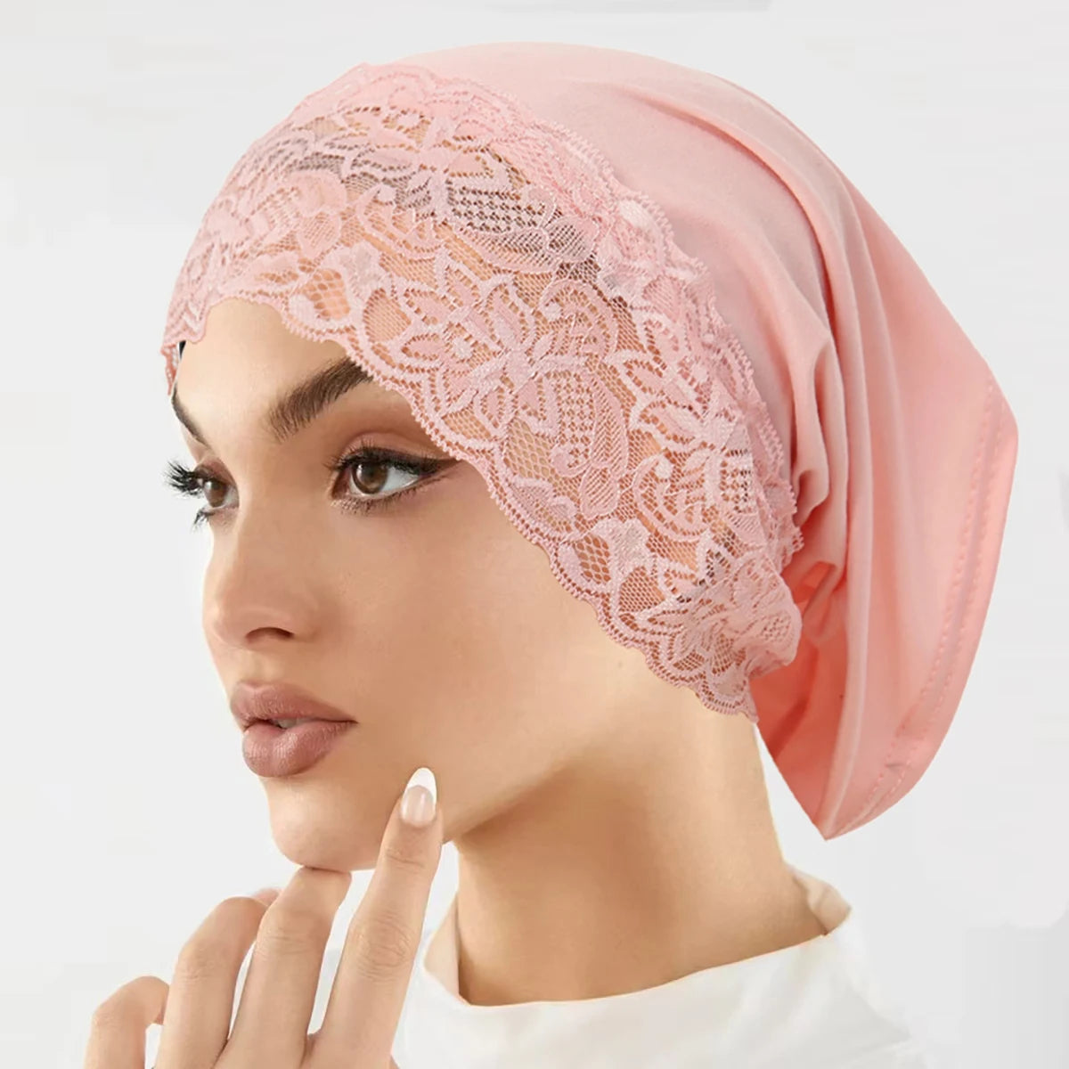 2025 New Inner Hijab Undercap With Lace Muslim Turban Islam Underscarf Hijab Bonnet Soft Stretch HIjabs Tube Cap Turbante