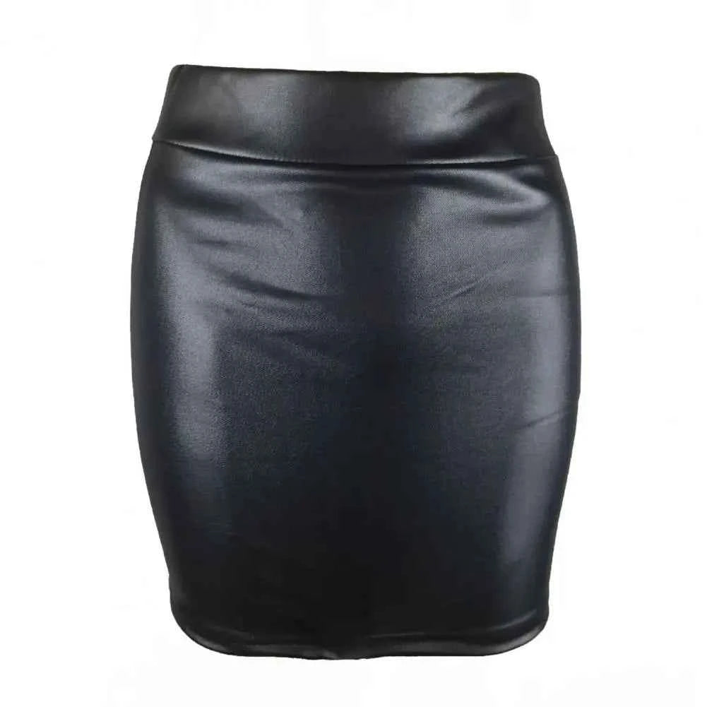 Women Mini Skirt Faux Leather High Waist Solid Color Slim Fit Skinny Matte Cozy Commuter Bodycon Skirt Sexy Streetwear