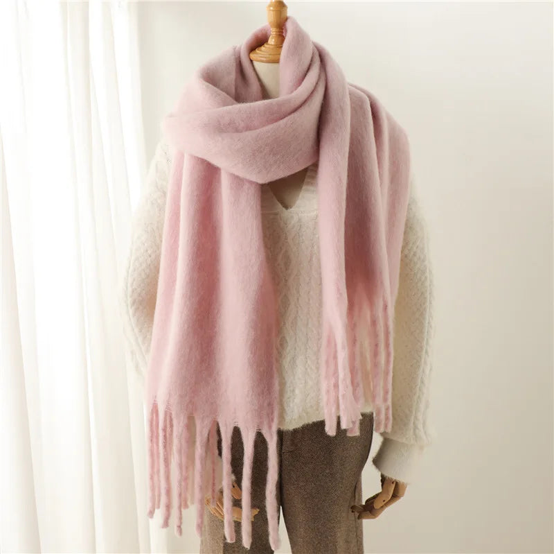 2025 Women's Luxury Winter Cashmere Scarves - Pashmina , Thick Blanket Wrap with Long Fringe for Him & Her Couple-style Scarves