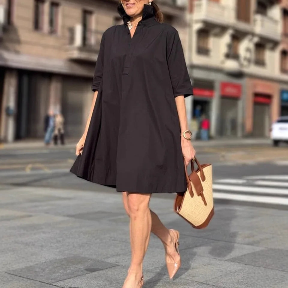 Women's Casual And Elegant Cotton And Linen Dress New Summer Fashion Elegant Short Sleeve White Loose Beach Party Dresses Robe