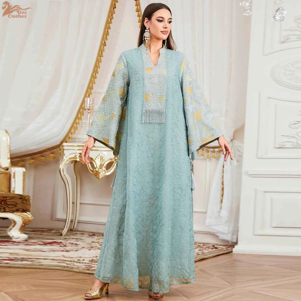 Dubai Abaya Luxury Tassel Embroidery Abayas Women Muslim Dress Eid Ramadan Islam Jalabiya Turkey Kaftan Kebaya Caftan Femme Robe