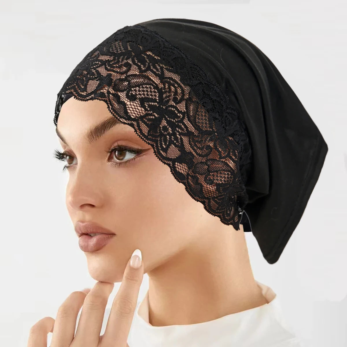 2025 New Inner Hijab Undercap With Lace Muslim Turban Islam Underscarf Hijab Bonnet Soft Stretch HIjabs Tube Cap Turbante