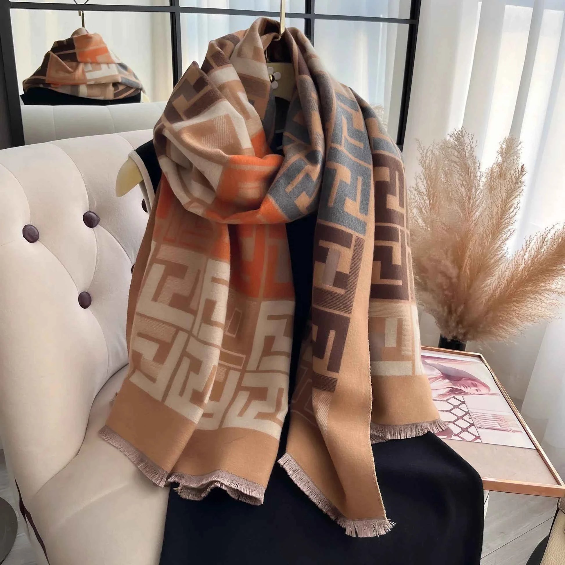 Winter Women's Scarf Luxury Design Double sided Cashmere Feel Scarf Warm Scarf Shawl