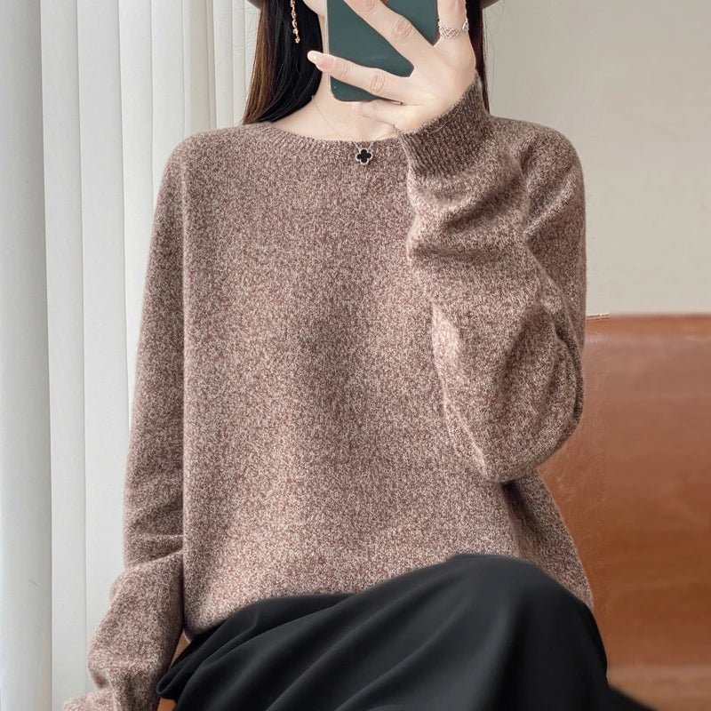 Women Cashmere Sweater 100% Merino Wool Pullover Autumn Winter O-Neck Jumper Basic Casual Knitwear Tops Solid Color Clothing