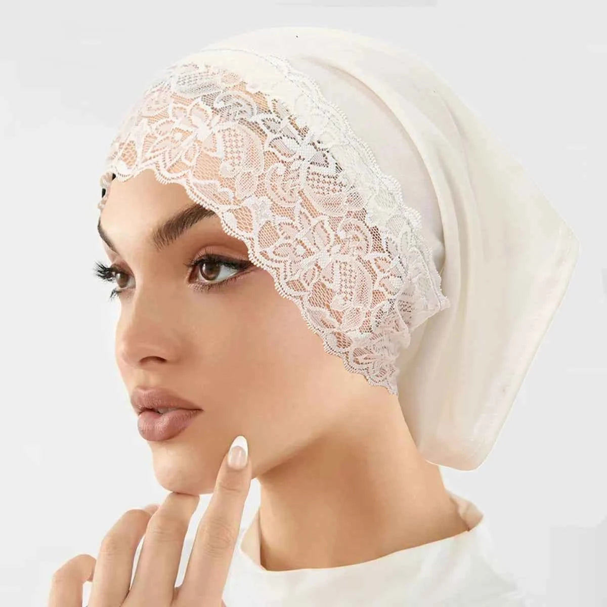 2025 New Inner Hijab Undercap With Lace Muslim Turban Islam Underscarf Hijab Bonnet Soft Stretch HIjabs Tube Cap Turbante