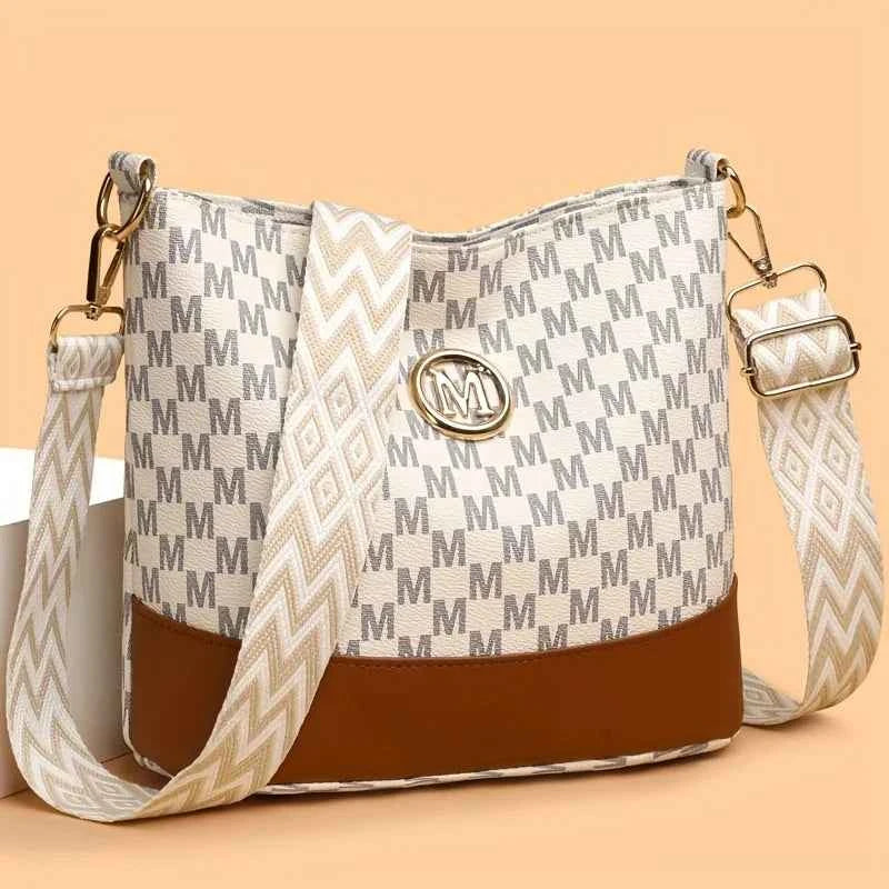 Two-Tone Color Blocking Women Bucket Bag Large Capacity Multi-Way Tote Elegant Casual Daily Use Handbags