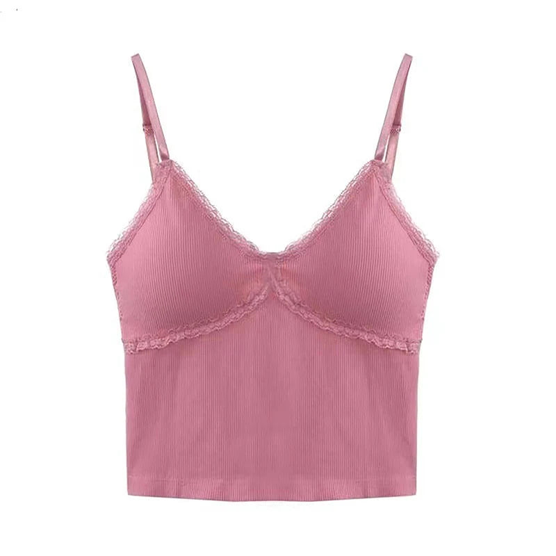 Women Summer 2025 Lace Fashion Tank Top Female Korean Style V Neck Sleeveless Sexy Blouse Cropped Knitwear
